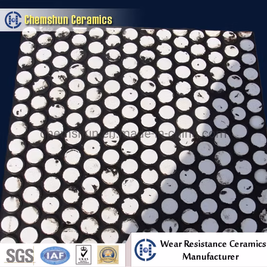 Revestimiento de desgaste de cerámica de alúmina Zta Mining Chute (300*300*63mm)