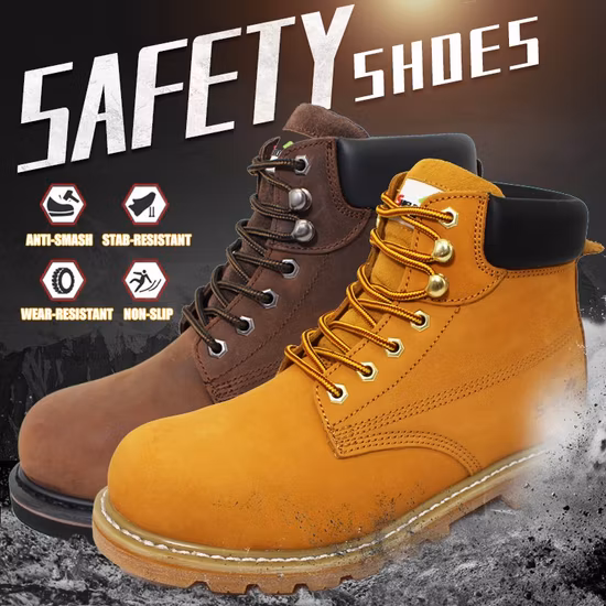 Calzado de seguridad de cuero nobuk de vaca antipinchazos